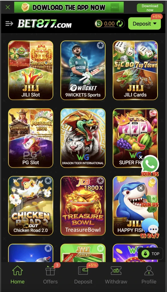 list of games on bet877 game